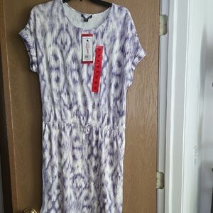 Hilary Radley NWT Lavender Patterned  Dress w/elastic Tie Waist, Pockets, Med.